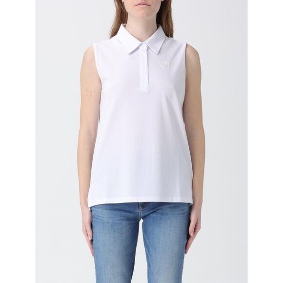 Blauer Polo Shirt Woman White